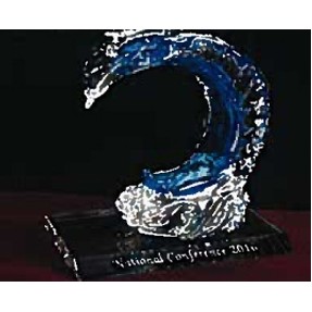 Crystal Hawaii Five-O Wave Sculpture w/Custom Etching