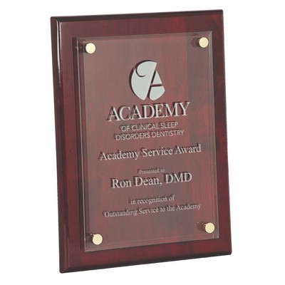 Rosewood Piano Finish Floating Glass Plaque (10½"x13")