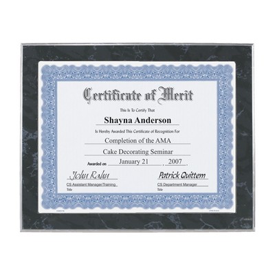 Black Marble Wood Slide-In Photo or Certificate Plaque