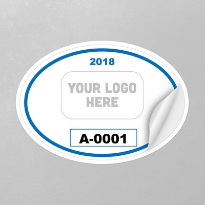 Oval Parking Permit with Your Logo (Outside Application) - 3.5" x 2.45"