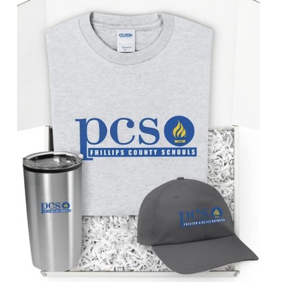 Welcome Employee Swag Set: T-Shirt, Tumbler and Cap