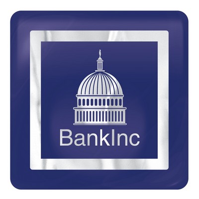 Domed Decal | Square | 1" x 1" | Chrome Poly