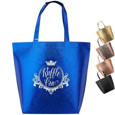 Luxurious Metallic Non-woven Shopping Tote Bag (15.5" x 13.5")
