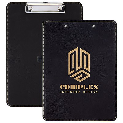 Clip Board with Pen Holder, Laserable Leatherette, 9" x 12-1/2"