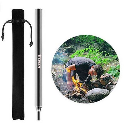 Stainless Steel Collapsible Pocket Bellow Fire Blower Pipe with Matched Pouch