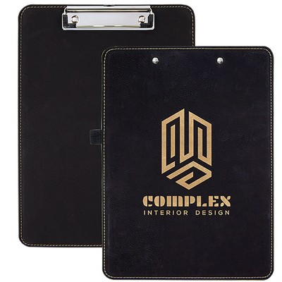 9" x 12 1/2" Black/Gold Leatherette Clipboard