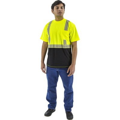Majestic 75-5215 Hi-Viz Shirt with Reflective Chainsaw Striping, ANSI 2