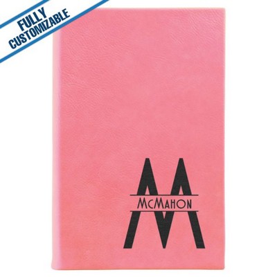 Pink Leatherette - 5.25X8.25" Lined Journal Notebook With Page Marker