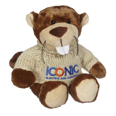 11" Bucky Beaver w/Hand Knit Embroidered Sweater
