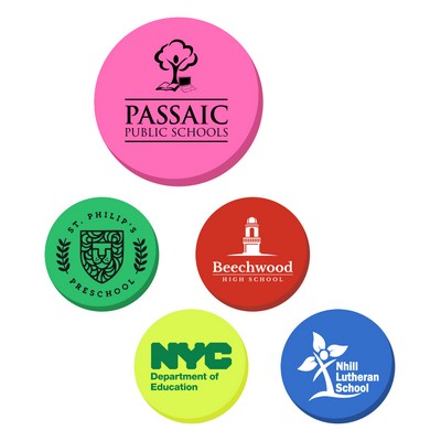 Union Printed - Round Neon Erasers with 1-Color Logo