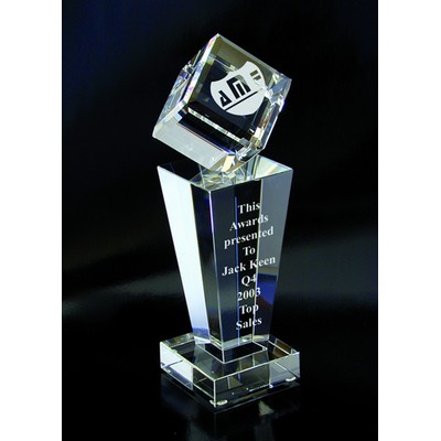 Cube Tower Optical Crystal Award/Trophy.9.5"