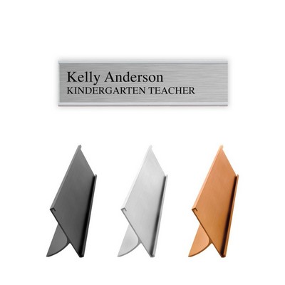 Aluminum Desk Set Engraved Plate w/Holder (2"x8")