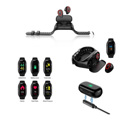 Smart Wristband Bluetooth Earphone 2" 1 Sports Bracelet