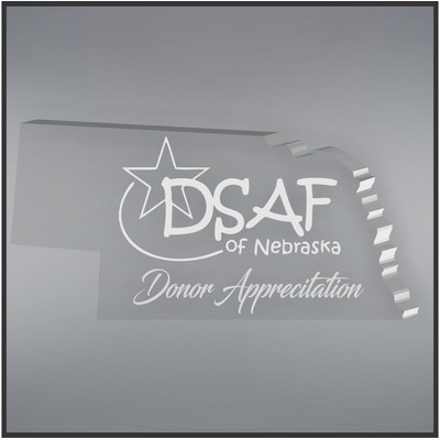 6.25" Nebraska Shape Paperweight in Clear, Laser Engraved