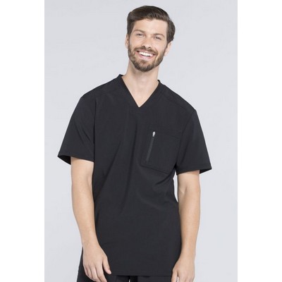 Cherokee® Men's Stretch Poplin V-Neck Top Scrub Shirt w/Chest Pocket