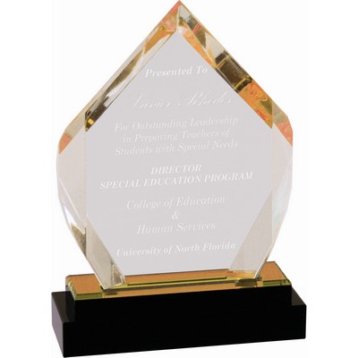 7" Gold Fusion Diamond Impress Acrylic Award with Black Glass Base