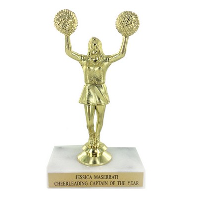 6 ½" Cheerleader Trophy w/Marble Base