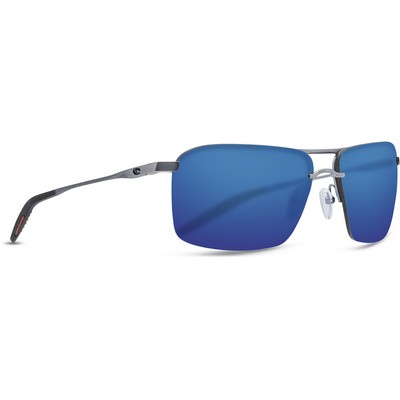 Costa Del Mar® Skimmer Polarized Sunglasses w/Matte Silver Frames & Blue Mirror Lenses