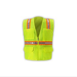 High Visibility Multi-pocket Safety Vest with Reflective Tape, Lime, Solid Body