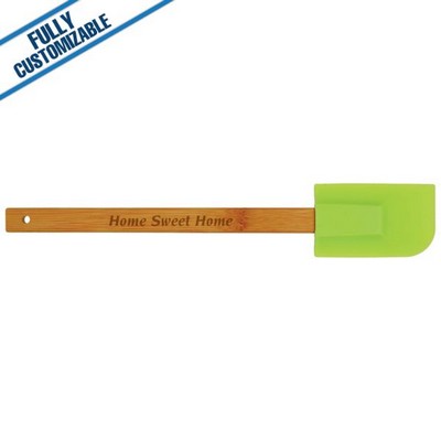 Green - 11.75" Silicone Spatula With Bamboo Handle