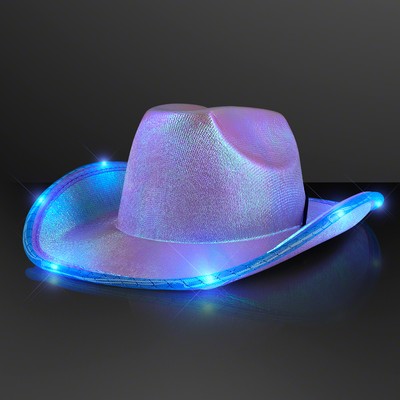 Purple Blue Iridescent Light Up Space Cowgirl Hat - BLANK