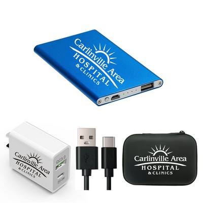 Aluminum Ultra-Portable 5000mAh Power Bank Charging Kit - UL Certified