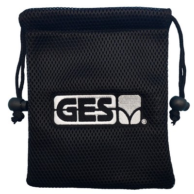 Embroidered Mesh Drawstring Valuables Pouch