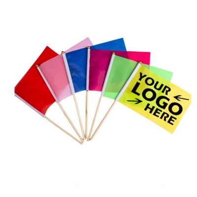 Custom Hand Held Flag With Wooden Pole(5"x 8")