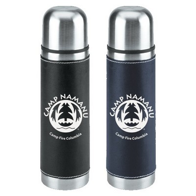 Leatherette Vacuum Bottle - 16 Oz.