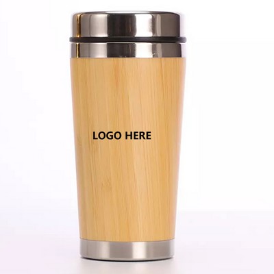 15 Oz. Bamboo Vacuum Thermos Tea Tumbler w/Strainer