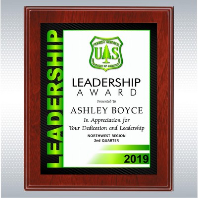 Mahogany Finish Plaque w/Full Color Sublimated Plate (9" x 12")