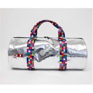Custom Round Metallic Silver Duffle Bag