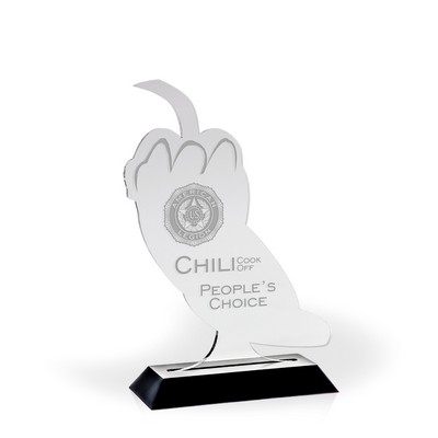 Chili Pepper Award with Black Wood Base - Engraved
