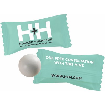 White Pastel Chocolate Mint Candy - Custom Wrapper