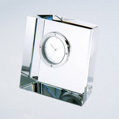Slanted Block Crystal Clock, 3"H