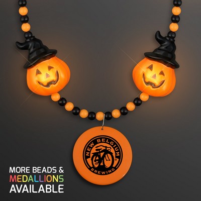 LED Hocus Pocus Pumpkins Beads with Medallion - PRINTED