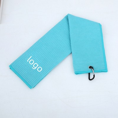 Small Microfiber Waffle Golf Towel with Hook
