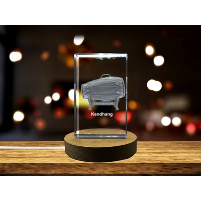 Kendhang 3D Engraved Crystal Trophy Award w/LED Base Light - Music Keepsake