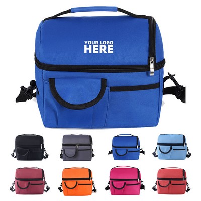 Portable Insulated Cooler Lunch Bag w/Side Pocket