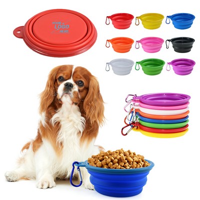 Large Collapsible Silicone Dog Bowl w/Carabiner