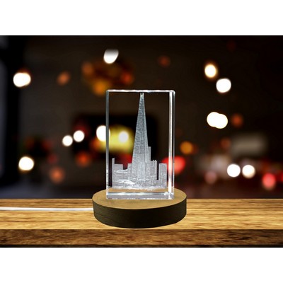Shard 3D Engraved Crystal Award Trophy w/LED Base - Iconic London Souvenir