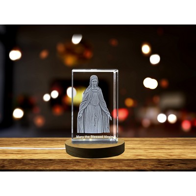 Blessed Virgin Mary 3D Engraved Crystal Trophy - Divine Sculpture