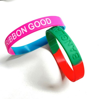 Custom 1/2'' x 8'' Dmbossed Printed Segmented Silicone Wristband