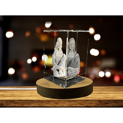 Mona Lisa 3D Crystal Trophy Award w/LED Base