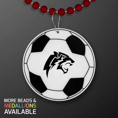 Soccer Ball Medallion with Crimson Beaded Necklace (Non Light Up) - PRINTED