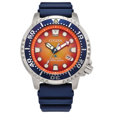 Citizen® Men's Promaster Dive Polyurethane Strap Watch w/Orange Dial