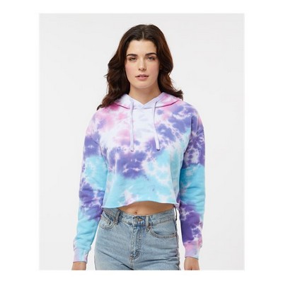 COLORTONE® Women's Tie-Dyed Crop Hooded Sweatshirt