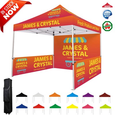 10ftx10' Steel Frame Pop Up Tent w/ Double-Sided Full Back Wall & 2 1/2 Walls