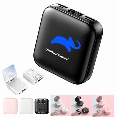 Portable Charger Mirror Power Bank With Cable 20000 mAh