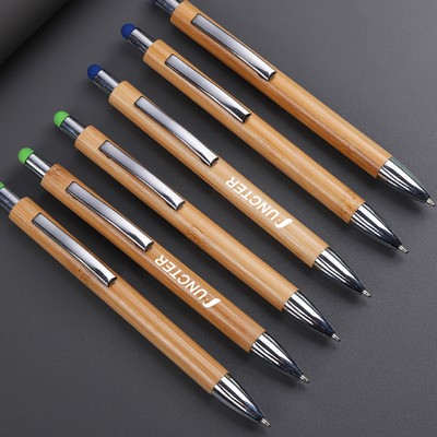 Bamboo Ballpoint Pen with Stylus Tip Pens for Touch Screen 2" 1 Stylus Pen